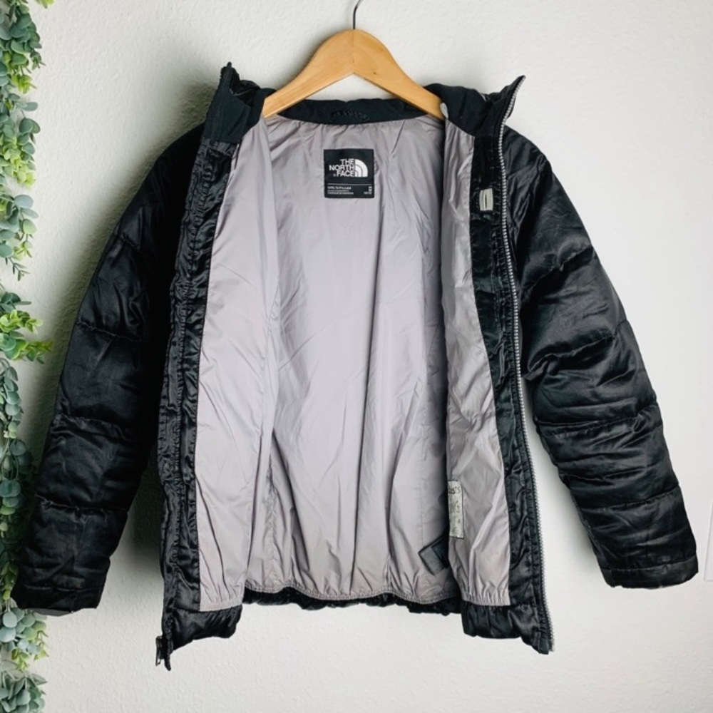 THE NORTH FACE 550 black Goose Down PUFFER JACKET Sz 10/12 hooded Jacket Wm XS P - Picture 6 of 16